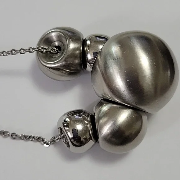 BREIL CHAOS Adjustable Necklace with Polished & Satin Steel Spheres EUC - Picture 8 of 12